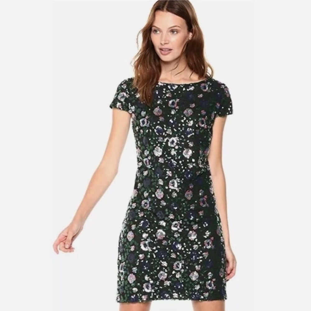 Sam Edelman Green Floral Sequin Mini Cocktail Dress NWT Size 4
